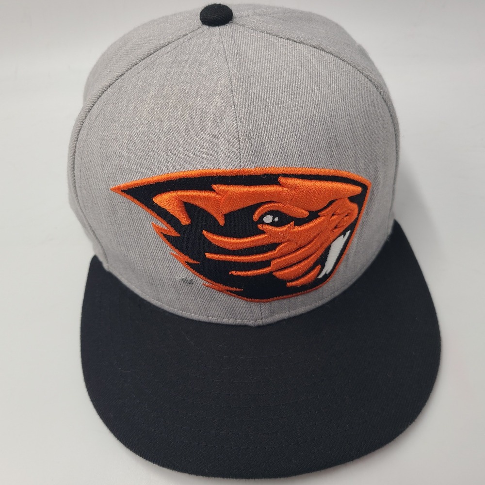 Oregon State Beavers Hat Fitted 7 1/4 New Era 59Fifty Gray Black NCAA Wool Blend